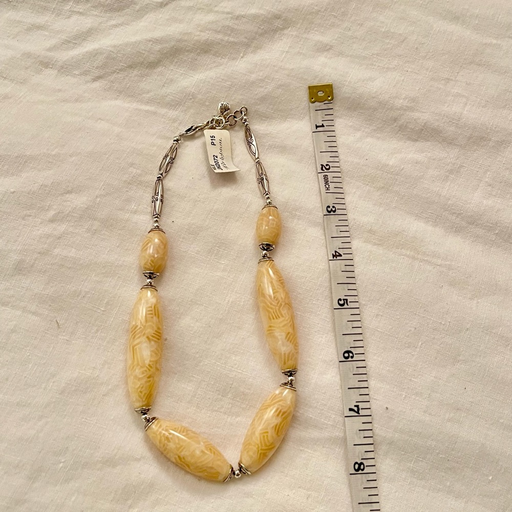 Brighton Necklace Ivory Stone And Silver 16” Adjustable NewWith Gift box